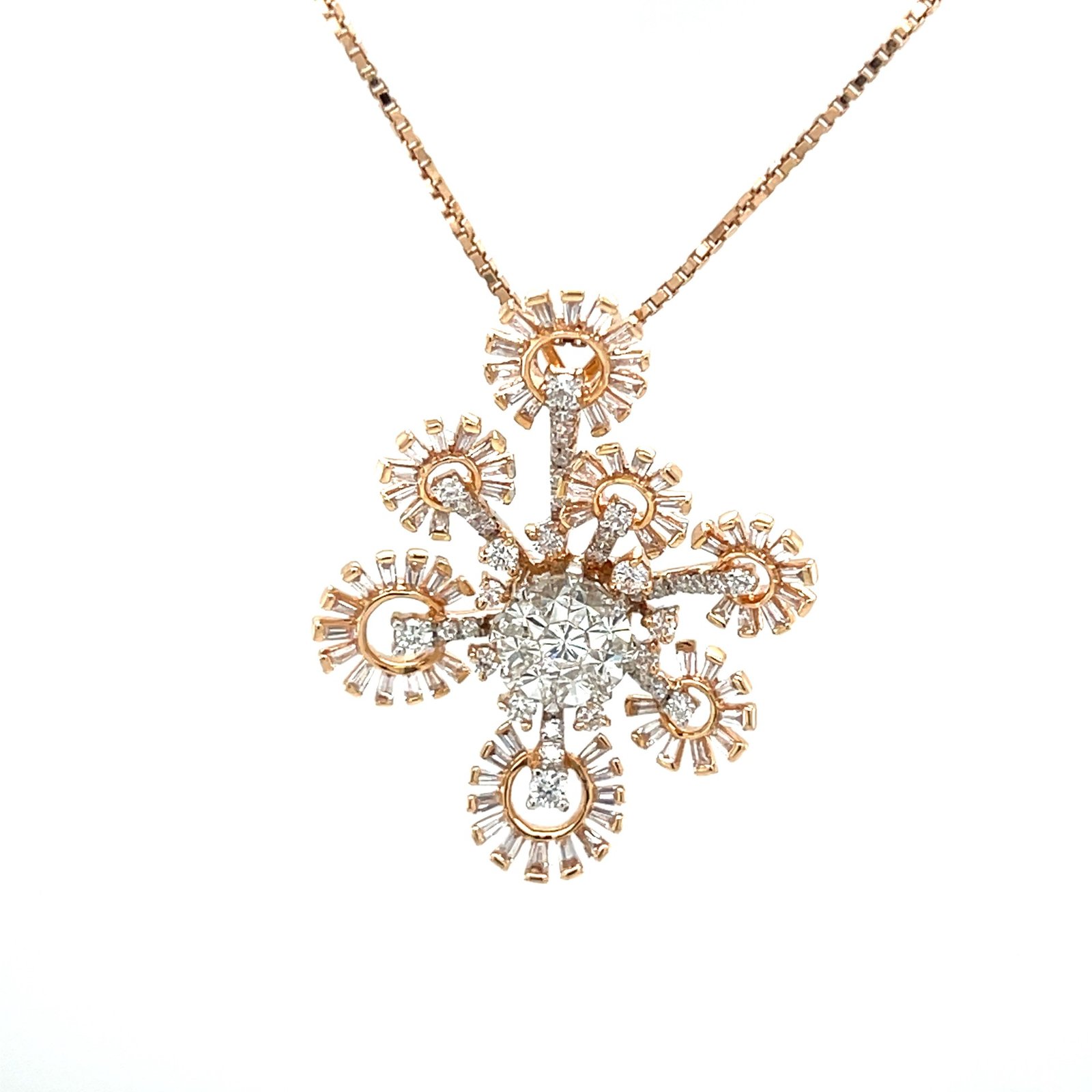 Radiant Rose Gold Diamond Burst Pendant